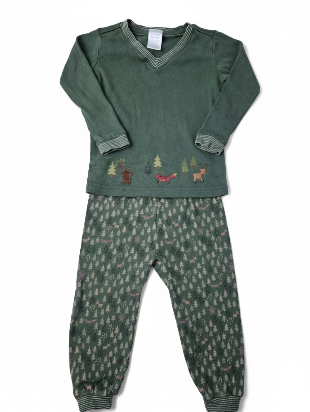 VTG 2002 Gymboree Forest Animals Pajama Set Green Woodland 18-24M